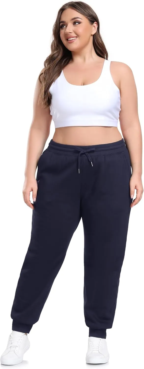 ZERDOCEAN Women's Plus Size Sherpa Fleece Lined Sweatpants Athletic Joggers Thermal Winter Warm Pants Drawstring
