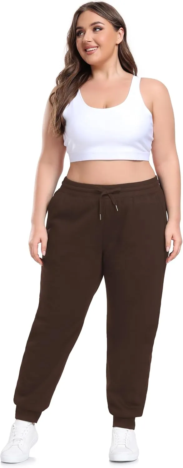 ZERDOCEAN Women's Plus Size Sherpa Fleece Lined Sweatpants Athletic Joggers Thermal Winter Warm Pants Drawstring