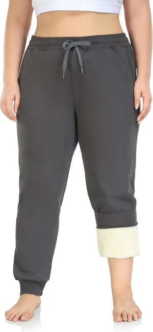 ZERDOCEAN Women's Plus Size Sherpa Fleece Lined Sweatpants Athletic Joggers Thermal Winter Warm Pants Drawstring