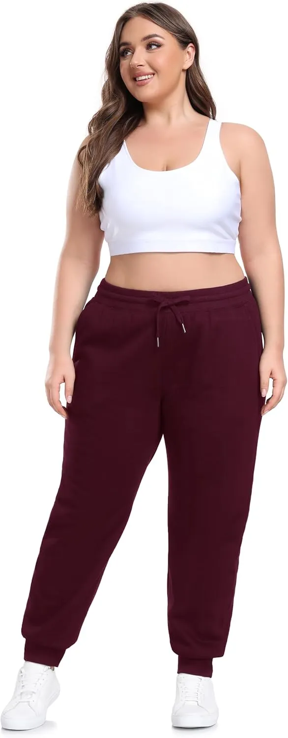 ZERDOCEAN Women's Plus Size Sherpa Fleece Lined Sweatpants Athletic Joggers Thermal Winter Warm Pants Drawstring