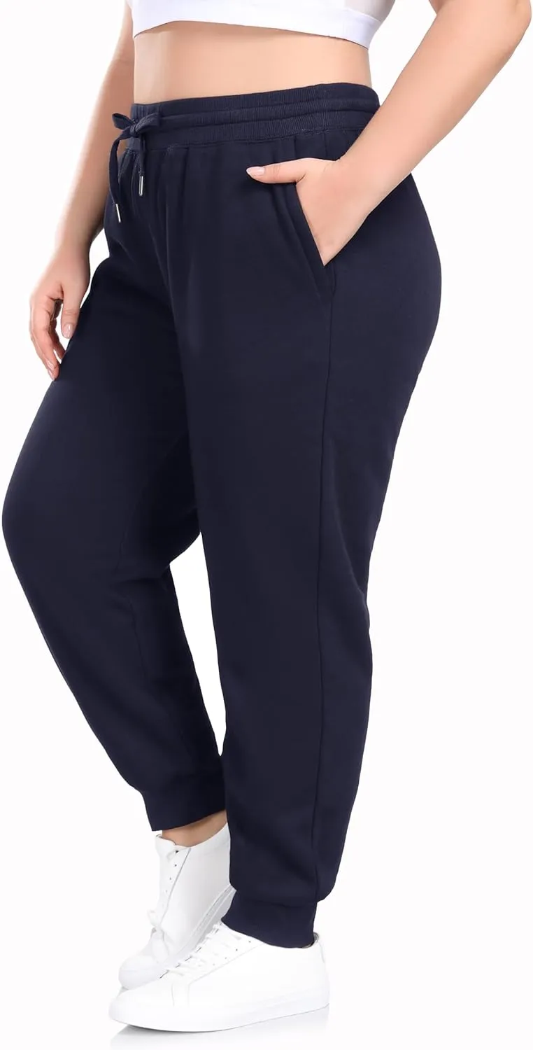 ZERDOCEAN Women's Plus Size Sherpa Fleece Lined Sweatpants Athletic Joggers Thermal Winter Warm Pants Drawstring