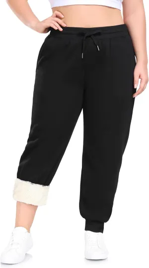 ZERDOCEAN Women's Plus Size Sherpa Fleece Lined Sweatpants Athletic Joggers Thermal Winter Warm Pants Drawstring