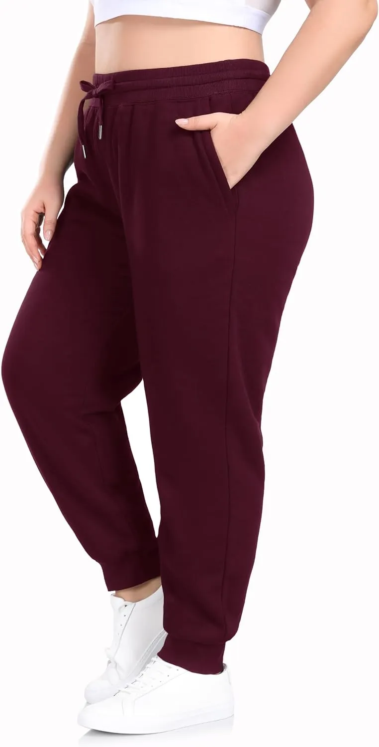 ZERDOCEAN Women's Plus Size Sherpa Fleece Lined Sweatpants Athletic Joggers Thermal Winter Warm Pants Drawstring
