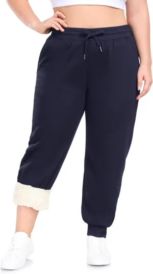 ZERDOCEAN Women's Plus Size Sherpa Fleece Lined Sweatpants Athletic Joggers Thermal Winter Warm Pants Drawstring