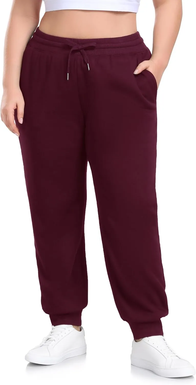 ZERDOCEAN Women's Plus Size Sherpa Fleece Lined Sweatpants Athletic Joggers Thermal Winter Warm Pants Drawstring