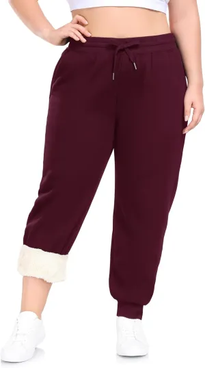 ZERDOCEAN Women's Plus Size Sherpa Fleece Lined Sweatpants Athletic Joggers Thermal Winter Warm Pants Drawstring