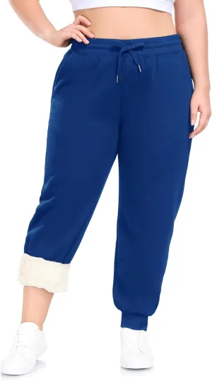 ZERDOCEAN Women's Plus Size Sherpa Fleece Lined Sweatpants Athletic Joggers Thermal Winter Warm Pants Drawstring