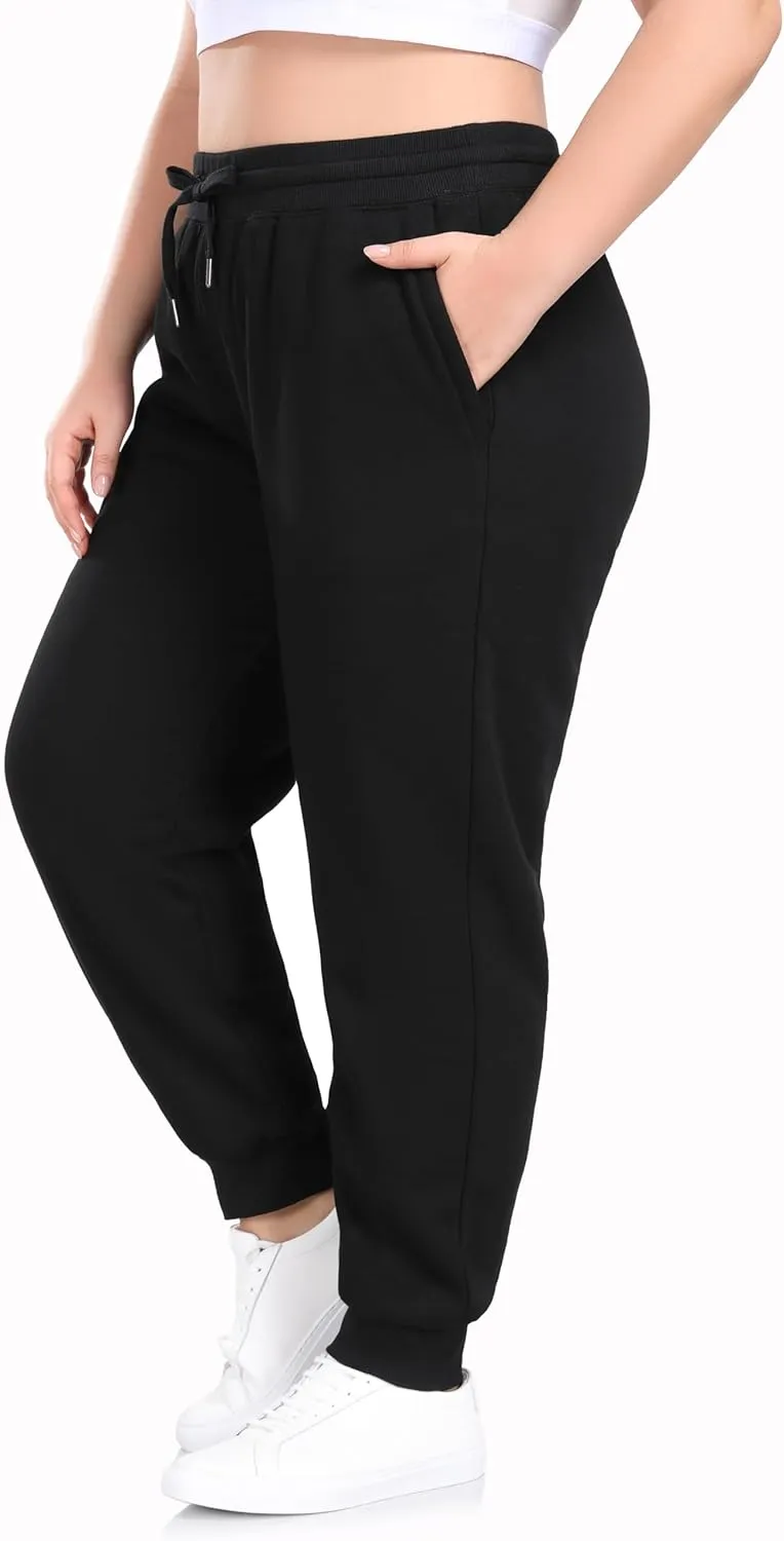 ZERDOCEAN Women's Plus Size Sherpa Fleece Lined Sweatpants Athletic Joggers Thermal Winter Warm Pants Drawstring