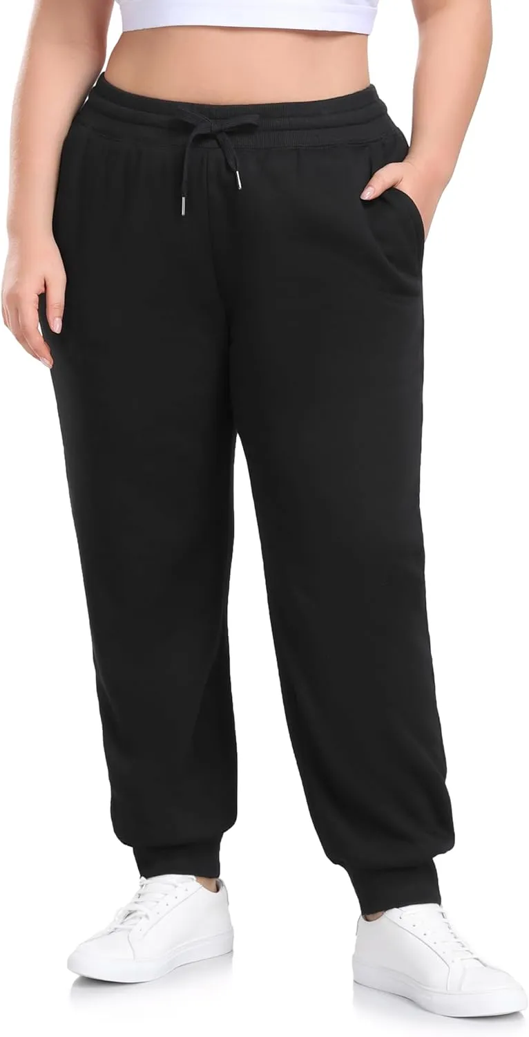 ZERDOCEAN Women's Plus Size Sherpa Fleece Lined Sweatpants Athletic Joggers Thermal Winter Warm Pants Drawstring