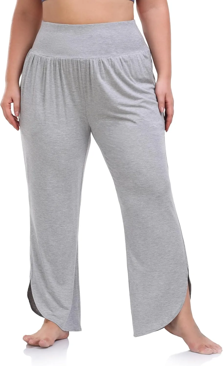 ZERDOCEAN Women's Plus Size Wide Leg Pants High Waist Yoga Pants Casual Loose Lounge Pants with Pockets