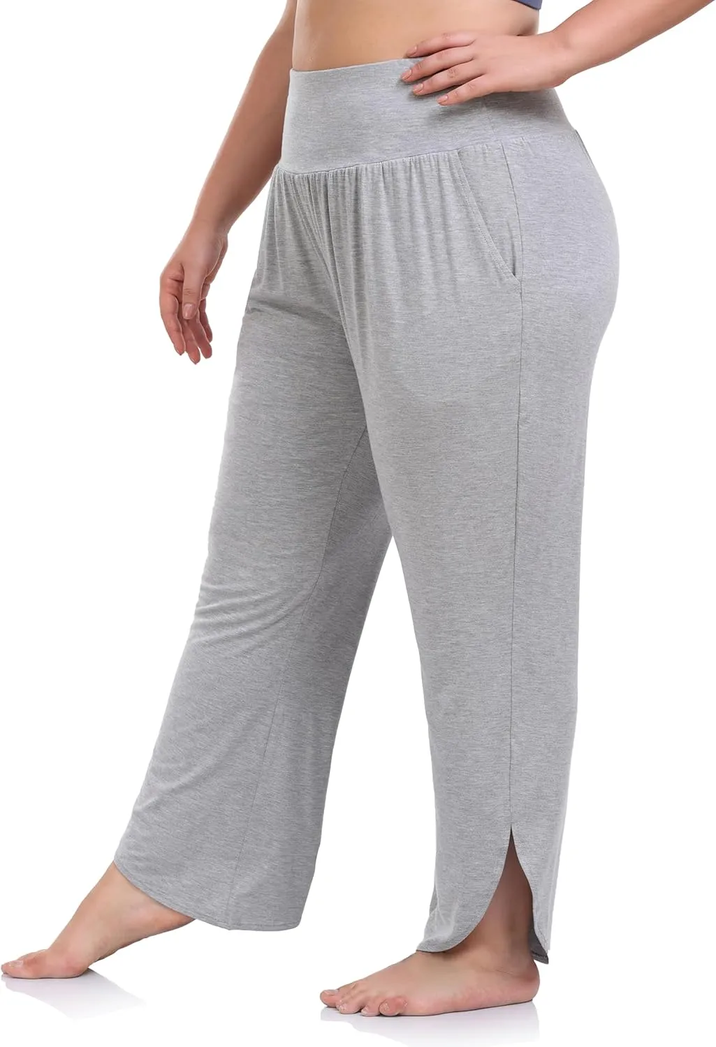 ZERDOCEAN Women's Plus Size Wide Leg Pants High Waist Yoga Pants Casual Loose Lounge Pants with Pockets