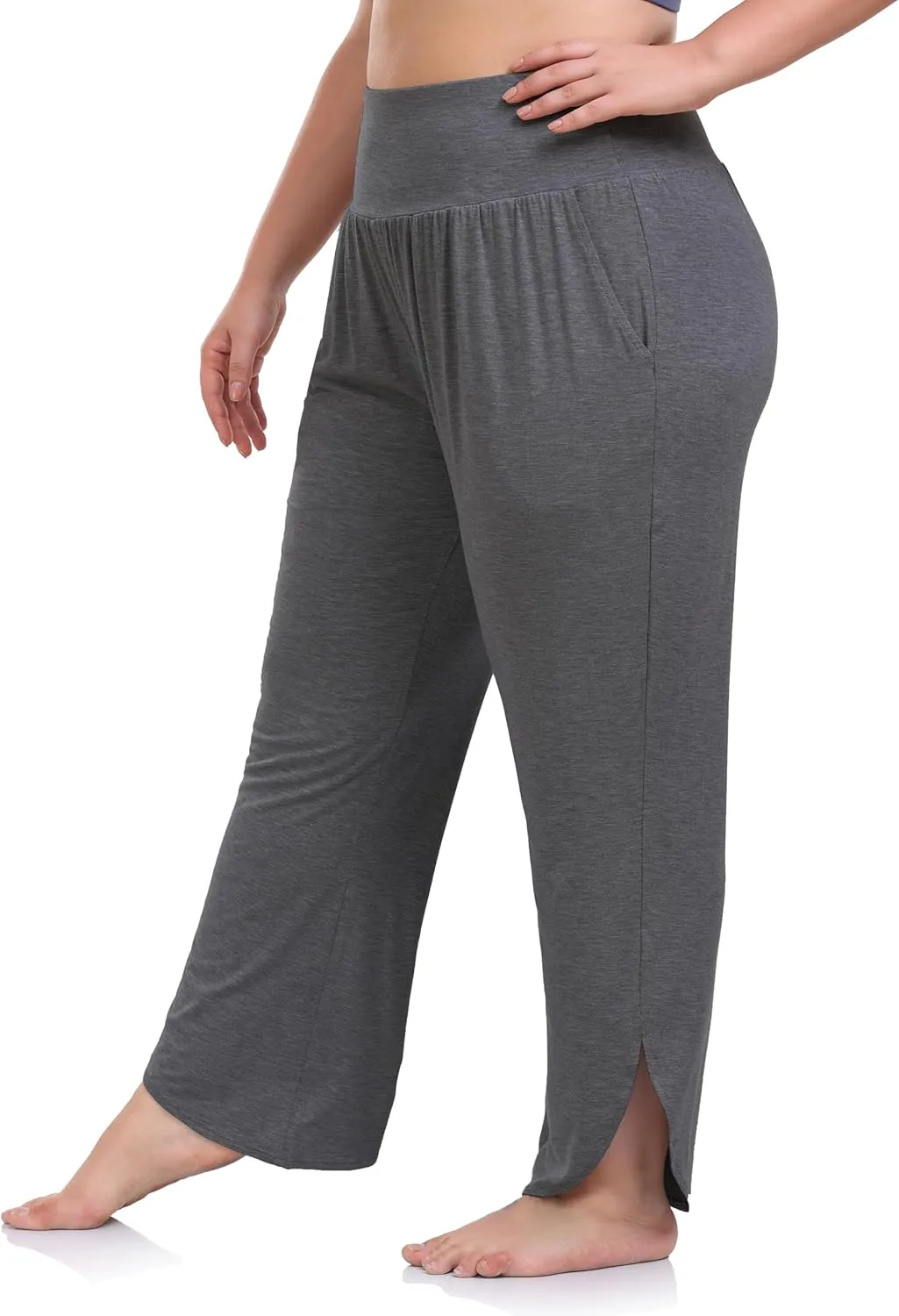 ZERDOCEAN Women's Plus Size Wide Leg Pants High Waist Yoga Pants Casual Loose Lounge Pants with Pockets