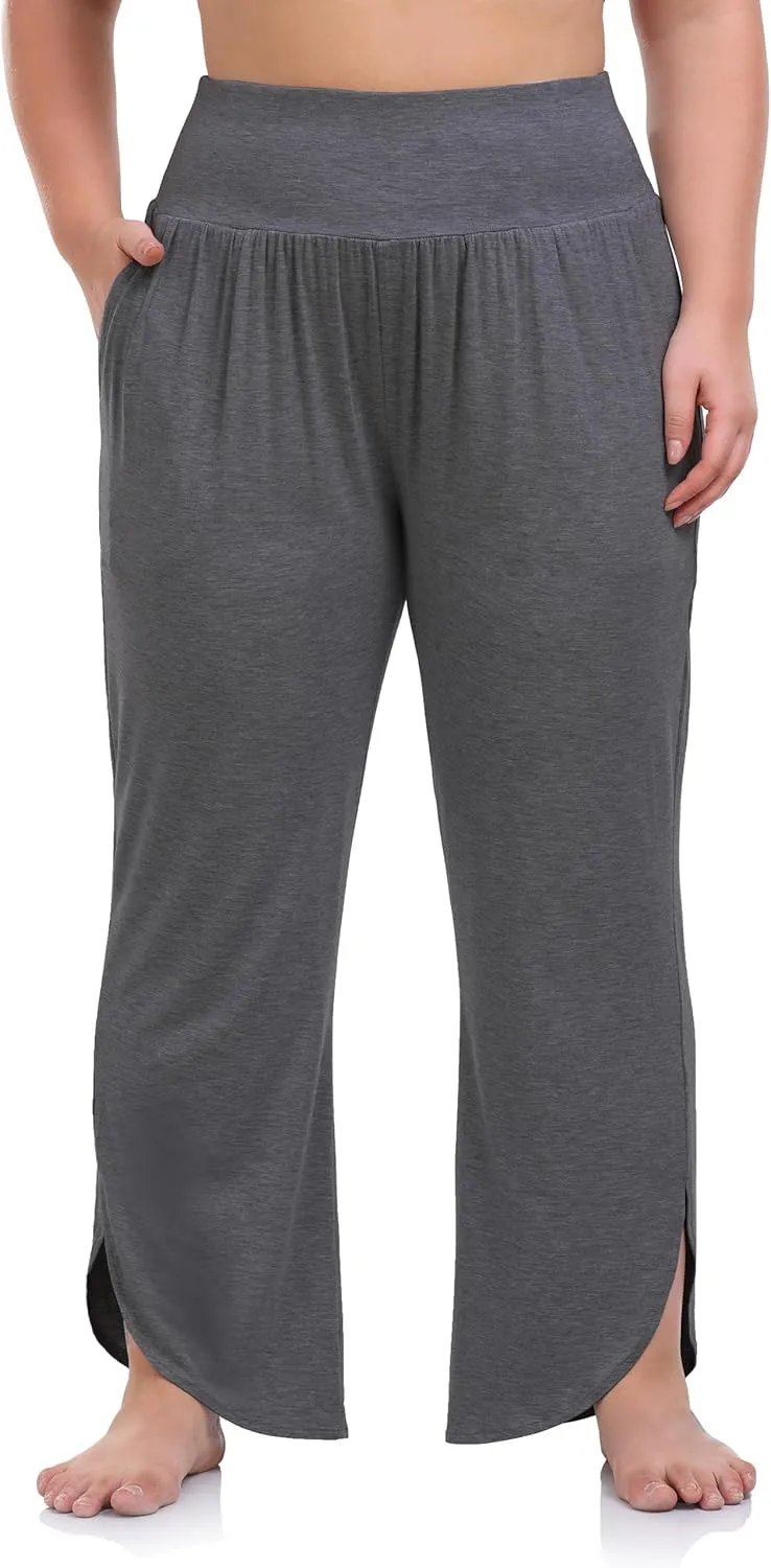 ZERDOCEAN Women's Plus Size Wide Leg Pants High Waist Yoga Pants Casual Loose Lounge Pants with Pockets