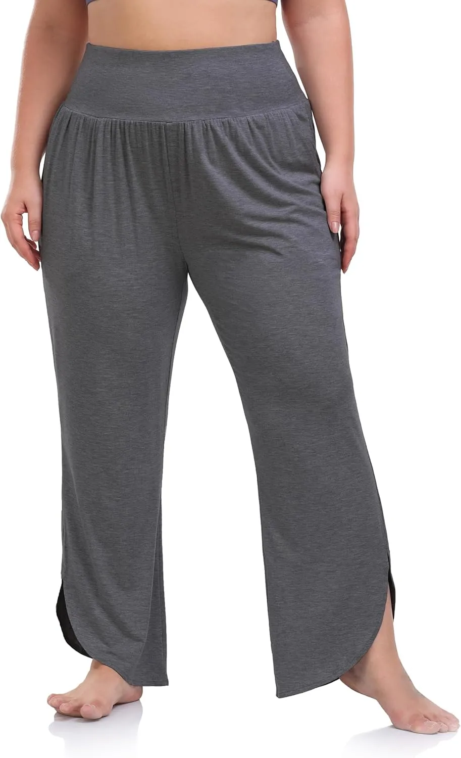 ZERDOCEAN Women's Plus Size Wide Leg Pants High Waist Yoga Pants Casual Loose Lounge Pants with Pockets