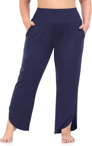 ZERDOCEAN Women's Plus Size Wide Leg Pants High Waist Yoga Pants Casual Loose Lounge Pants with Pockets