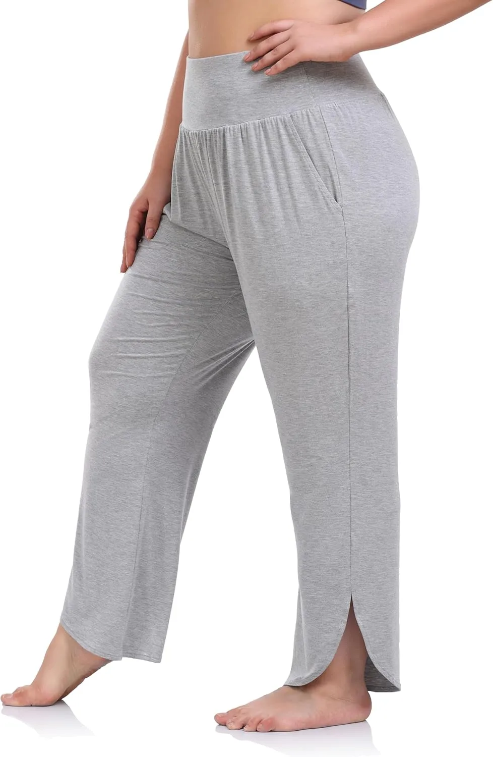 ZERDOCEAN Women's Plus Size Wide Leg Pants High Waist Yoga Pants Casual Loose Lounge Pants with Pockets