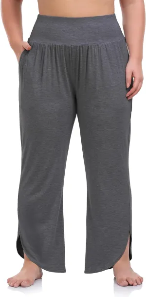 ZERDOCEAN Women's Plus Size Wide Leg Pants High Waist Yoga Pants Casual Loose Lounge Pants with Pockets