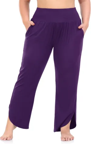 ZERDOCEAN Women's Plus Size Wide Leg Pants High Waist Yoga Pants Casual Loose Lounge Pants with Pockets