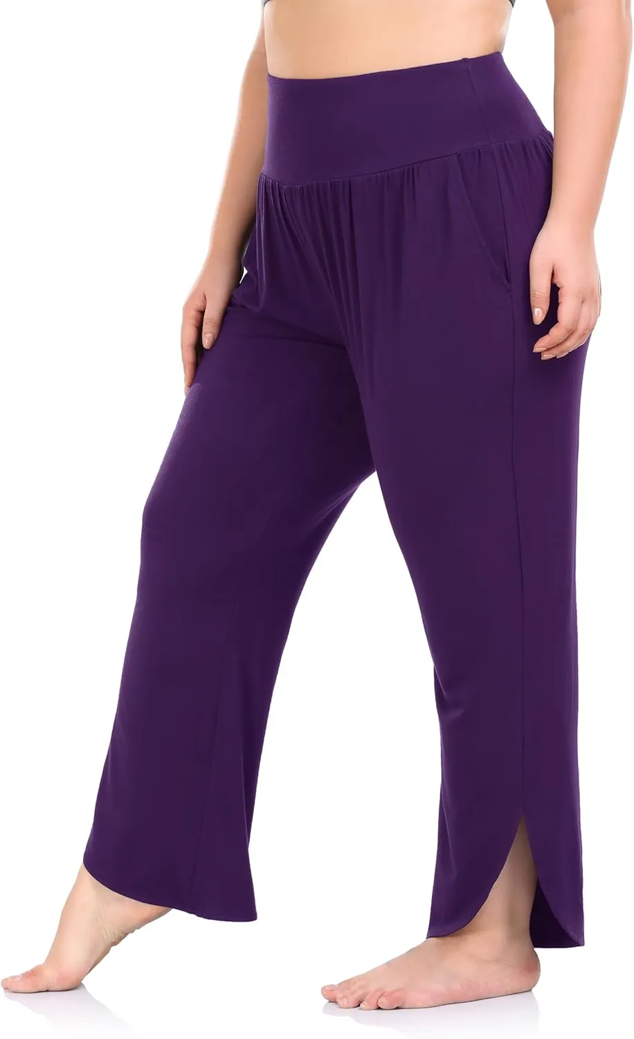 ZERDOCEAN Women's Plus Size Wide Leg Pants High Waist Yoga Pants Casual Loose Lounge Pants with Pockets
