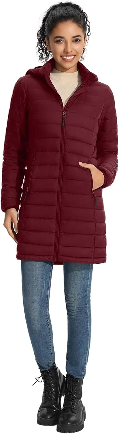 ZMC Packable Women Puffer Coat, Lightweight Water-Resistant Puffer Jacket Detachable Hood Slim-Fit Winter Coat for Women