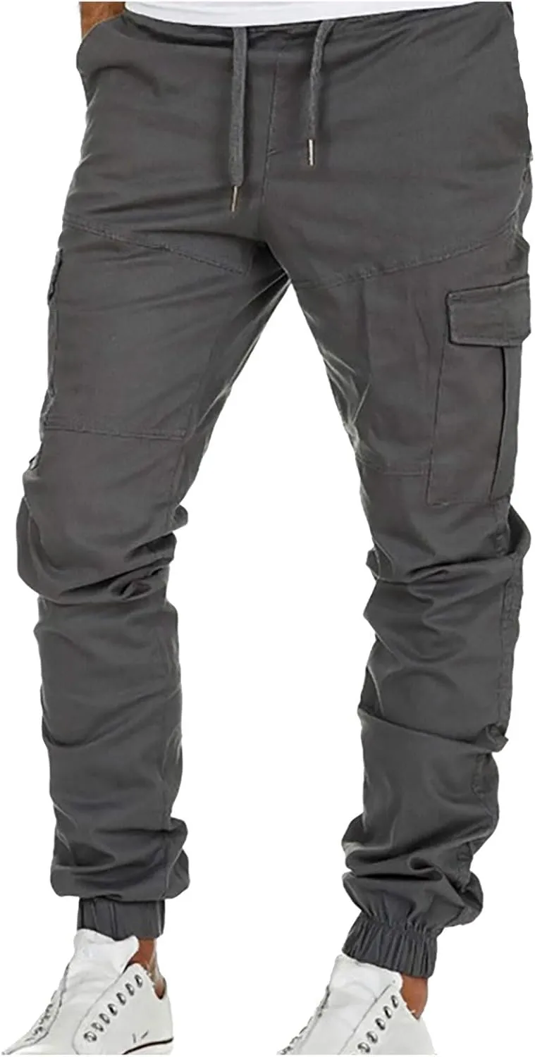 ZYXTIM Cargo Jogger Pants for Men Big and Tall Slim Fit Multi-Pocket Basic Active Casual Tapered Sweatpants with Pockets
