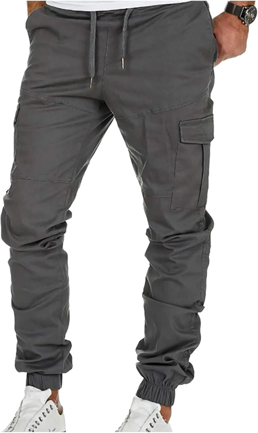 ZYXTIM Cargo Jogger Pants for Men Big and Tall Slim Fit Multi-Pocket Basic Active Casual Tapered Sweatpants with Pockets